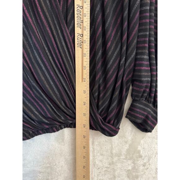 Christopher & Banks Stripe Faux Wrap Top XL Stretch Classic - Picture 8 of 8